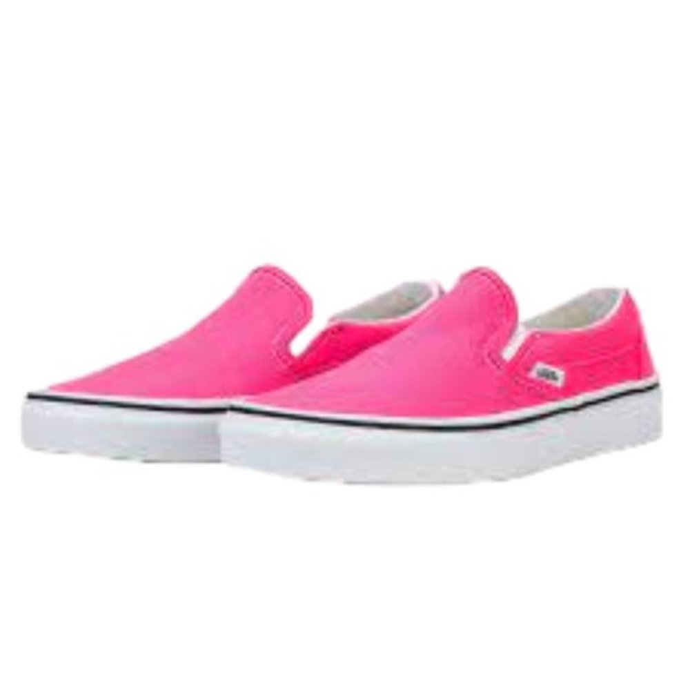 Vans Classic Slip-On Sneakers Neon Pink Round Toe 7.5